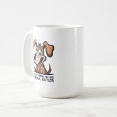 Lustige Cartoon-Hund-Butler-Zitat Kaffeetasse (Vorderseite Links)