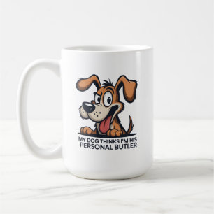 Lustige Cartoon-Hund-Butler-Zitat Kaffeetasse