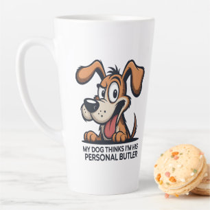 Lustige Cartoon-Hund-Butler-Zitat Milchtasse