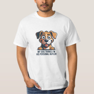 Lustige Cartoon-Hund-Butler-Zitat T-Shirt
