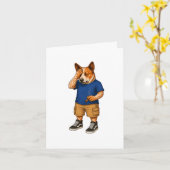 Lustige Cartoon-Hund-Kunst Karte (Gelbe Blume)