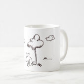 Lustige Cartoon-Hund unter Baum Strichzeichnung Kaffeetasse (VorderseiteRechts)