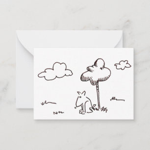 Lustige Cartoon-Hund unter Baumzeichnung Mitteilungskarte