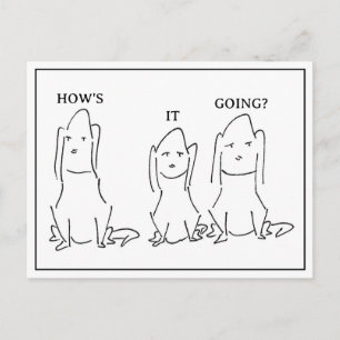 Lustige Cartoon-Hunde "Wie geht's" Postkarte