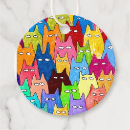 Lustige Cartoon-Katzen Farb-Bleistift-Zeichnung Geschenkanhänger