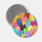 Lustige Cartoon-Katzen Farb-Bleistift-Zeichnung Magnet (Vorderseite/Rückseite)