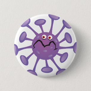 Lustige Cartoon-Keim-Bakterien Button