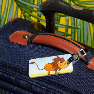 Lustige Cartoon-Löwe in der Sonnen-Safari-Tier Gepäckanhänger