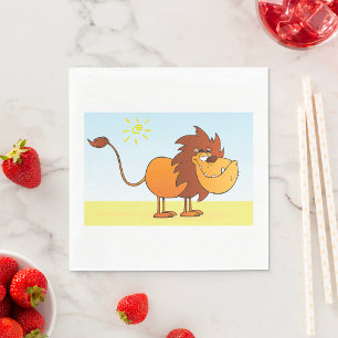 Lustige Cartoon-Löwe in der Sonnen-Safari-Tier Serviette