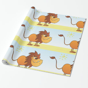 Lustige Cartoon-Löwe in der Sonnen-Safari-Tierwelt Geschenkpapier