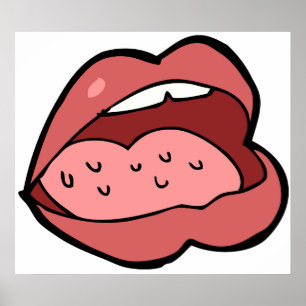 Lustige Cartoon-Mund und Lippen offen Poster