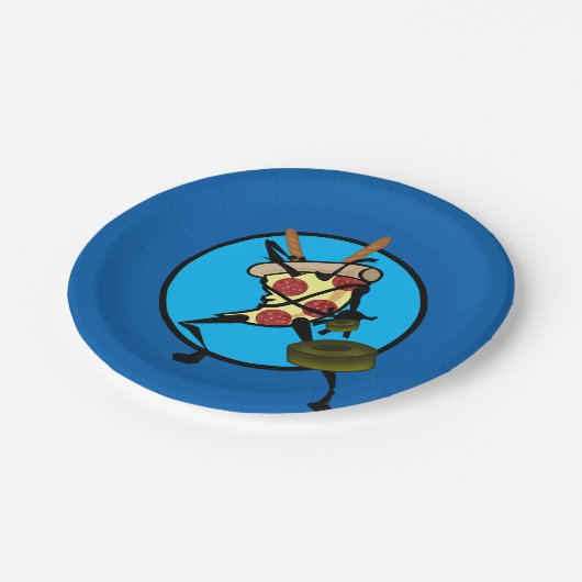 LUSTIGE CARTOON NINJA PIZZA-GRAFISCHER PAPPTELLER (Schrägansicht)