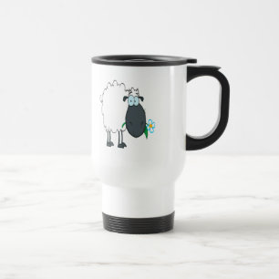 lustige Cartoon Schafe mit Blume Reisebecher