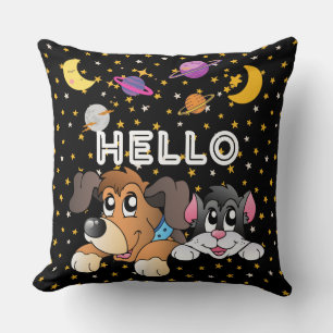 Lustige Cartoon schwarzes Universum Planet Kinderk Kissen