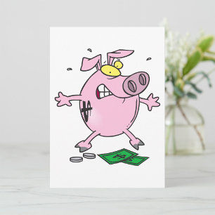 Lustige Cartoon-Sparkasse verliert Geld Einladung