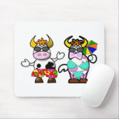 Lustige Cartoon-Strand-Kuh-Paar-Mausunterlage Mousepad (Mit Mouse)