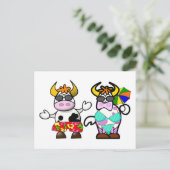 Lustige Cartoon-Strand-Kuh-Paar-Postkarte Postkarte (Stehend Vorderseite)