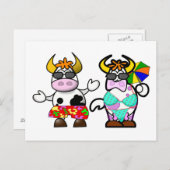 Lustige Cartoon-Strand-Kuh-Paar-Postkarte Postkarte (Vorne/Hinten)