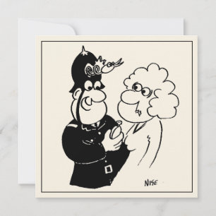 Lustige Cartoon von Polizist mit Kuckucksuhr-Helm Karte