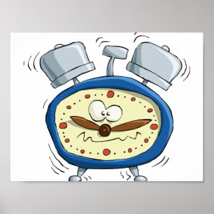 Lustige Cartoon-Wecker-Quirky-Aufwachen Poster