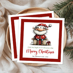 Lustige Cartoon-Weihnachtsmann-Minimal-Party-Servi Serviette