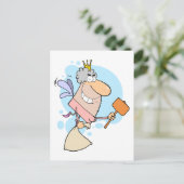 lustige Cartoon-Zahnfee mit Mallot Postkarte (Stehend Vorderseite)