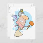 lustige Cartoon-Zahnfee mit Mallot Postkarte (Vorne/Hinten)