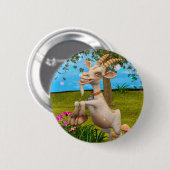 Lustige Cartoon-Ziege Garten Tier Kunst Button (Vorne & Hinten)