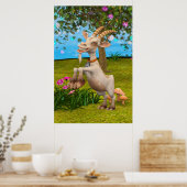 Lustige Cartoon-Ziege Garten Tier Kunst Poster (Küche)