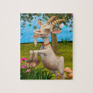 Lustige Cartoon-Ziege Garten Tier Kunst Puzzle