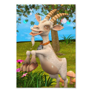 Lustige Cartoon-Ziegen-Garten-Tier-Kunst Fotodruck
