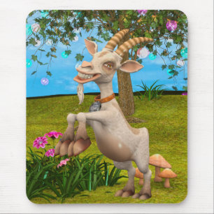Lustige Cartoon-Ziegen-Garten-Tier-Kunst Mousepad