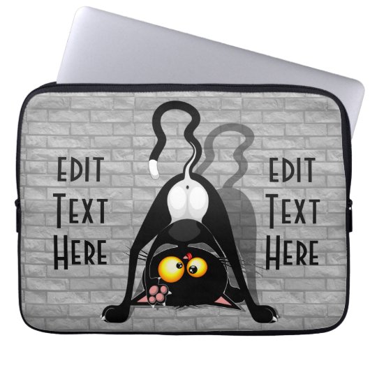 Lustige Cartoonfigur einer Katze auf dem Kopf Laptopschutzhülle (Vorderseite)