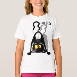 Lustige Cartoonfigur einer Katze auf dem Kopf T-Shirt