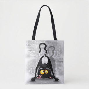 Lustige Cartoonfigur einer Katze auf dem Kopf Tasche