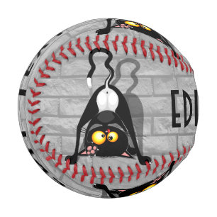 Lustige Cartoonfigur: Katze auf dem Kopf Baseball