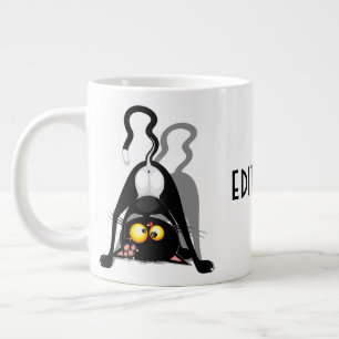 Lustige Cartoonfigur: Katze auf dem Kopf Jumbo-Tasse