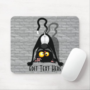 Lustige Cartoonfigur: Katze auf dem Kopf Mousepad