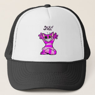 Lustige Cartoonkatze, Lächeln Truckerkappe