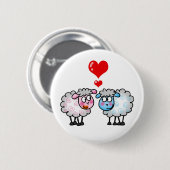 Lustige Cartoonschafe, Wedding Paare Button (Vorne & Hinten)