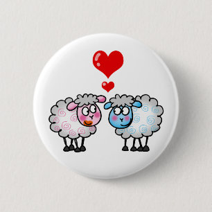 Lustige Cartoonschafe, Wedding Paare Button