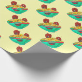 Lustige Cartoonspaghetti-Fleischklöschenkunst Geschenkpapier (Ecke)