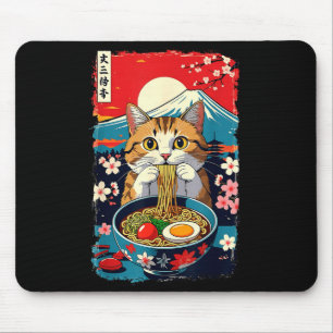 Lustige Catzilla Anime Ramen Japanische Katze Männ Mousepad