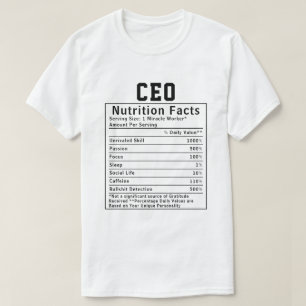 Lustige CEO-Ernährungsfakten Geschenk für Geschäft T-Shirt