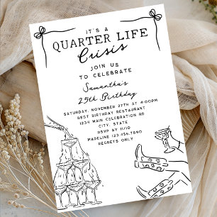 Lustige Champagner Quarter Life Crisis 25. Geburts Einladung