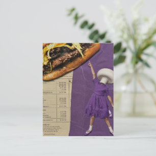 Lustige Cheeseburger-Pilz-Dame Collage Postkarte