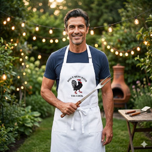 Lustige Chef-Koch-Hahn-Cartoon-Schürze Lange Schürze