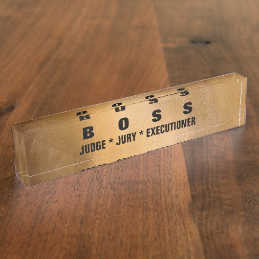 Lustige Chef-Kupfer-Schreibtisch-Nummernschilder Namensplakette (Seite)