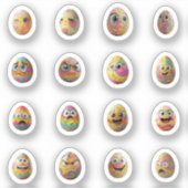 Lustige Chibi-Ostereier-Sticker – 16 Stück Aufkleber (Vorderseite)