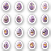 Lustige Chibi-Ostereier-Sticker – 16 Stück Aufkleber (Vorderseite)